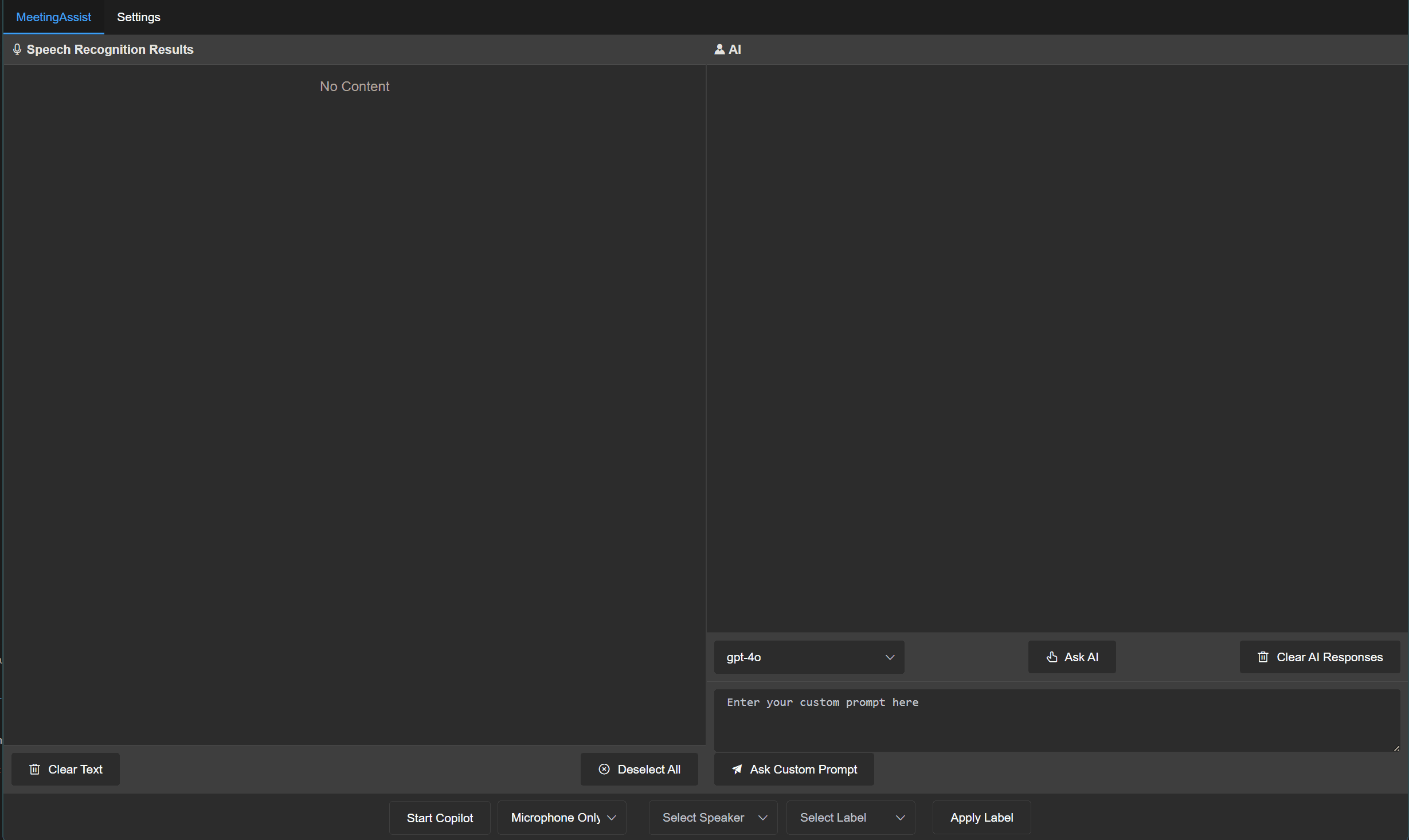 Meeting Assist application interface